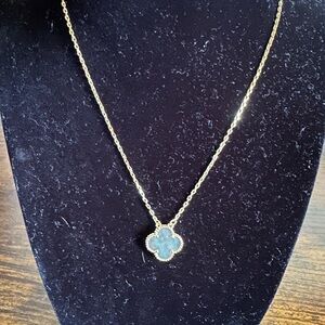 Elegant Gold and Grey Clover Pendant Necklace